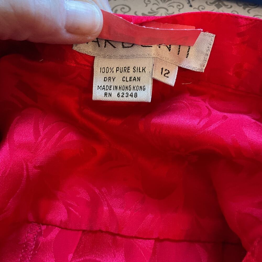 Argenti Red 2pc 100% Pure Silk Blouse & Skirt Party Christmas Suit 12 - Picture 9 of 10